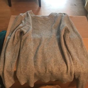 grey soft wool crew neck sweater